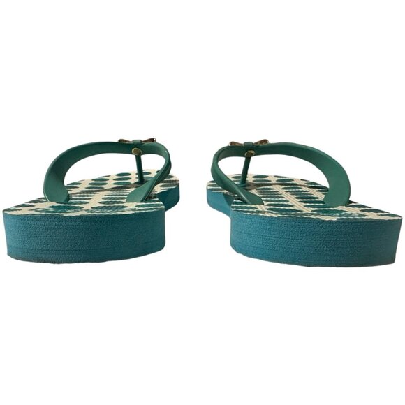 Coach Flip Flops Women Size 5/6 Green Dot Bow Flat Slip On Thong Sandal New York - Picture 13 of 16